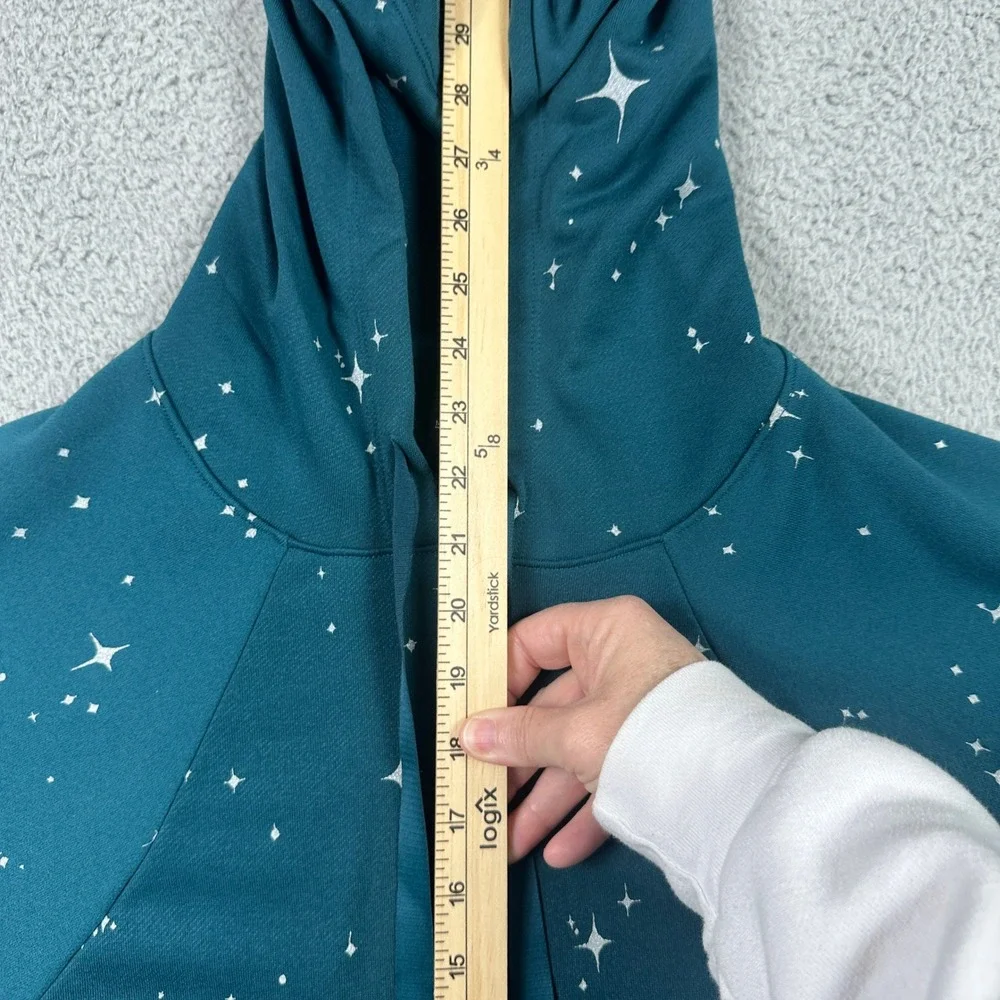 Nike Dri-Fit‎ Get Fit Star Print Hoodie Womens Medium Teal Sweatshirt CJ0008-347